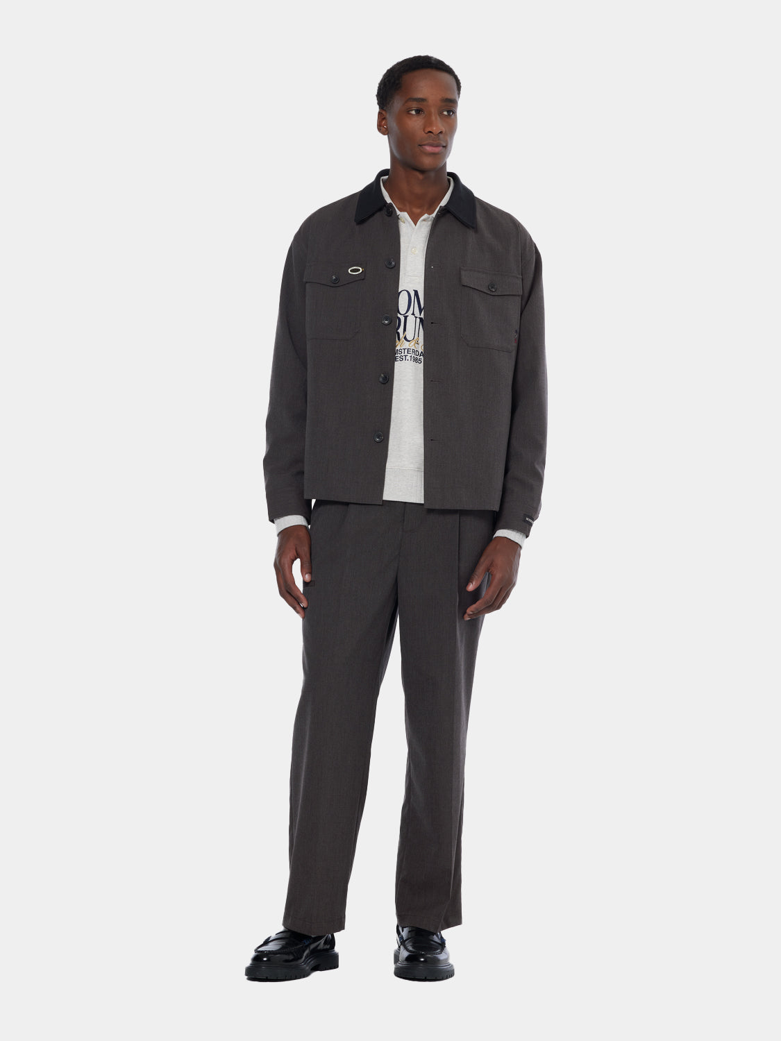 Melange shirt jacket