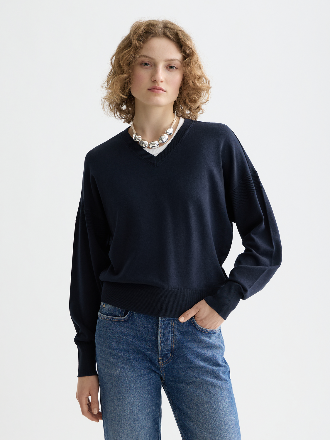 V-neck relaxed fit pullover - Scotch & Soda AU