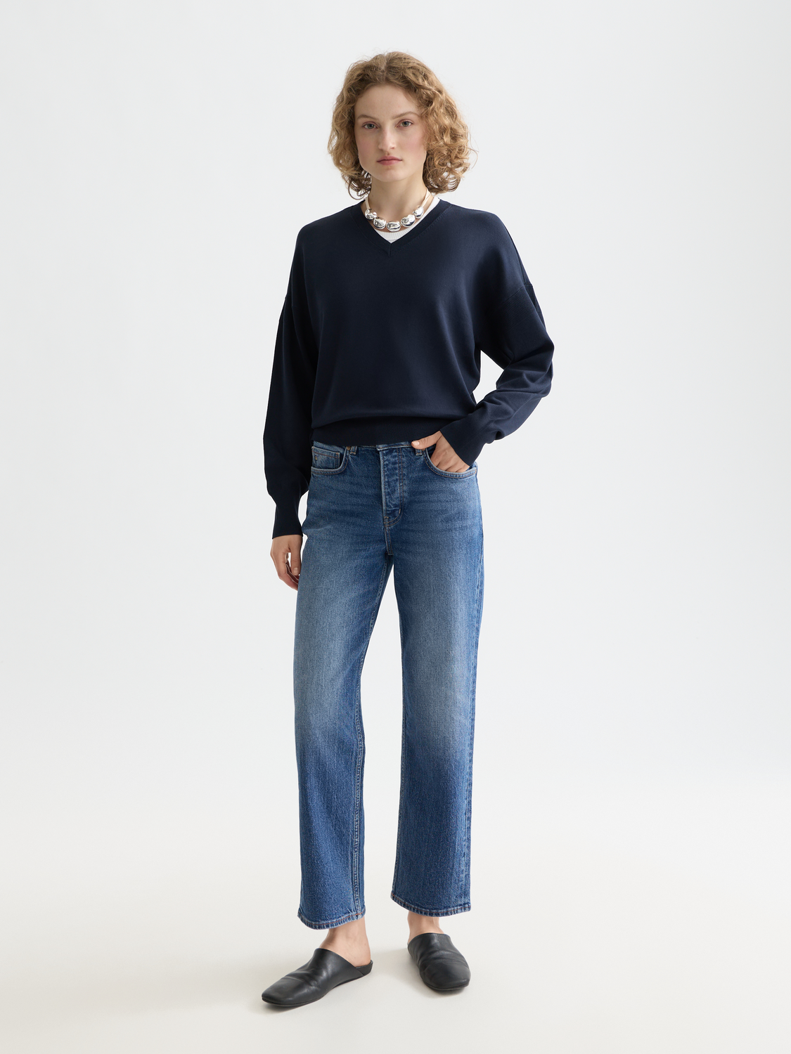 V-neck relaxed fit pullover - Scotch & Soda AU