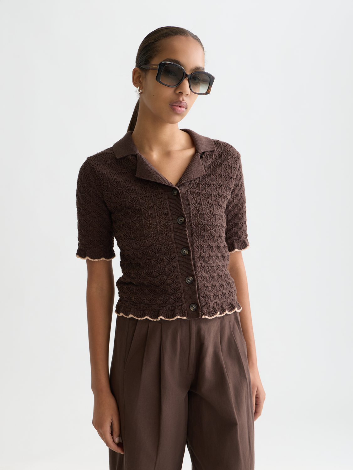 Pointelle short sleeved cardigan - Scotch & Soda AU