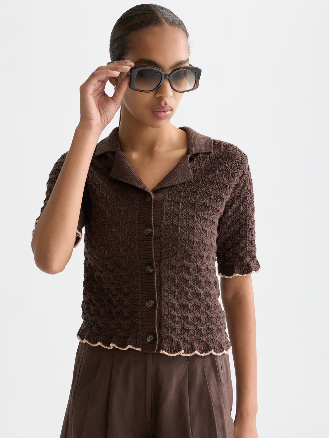 Pointelle short sleeved cardigan - Scotch & Soda AU