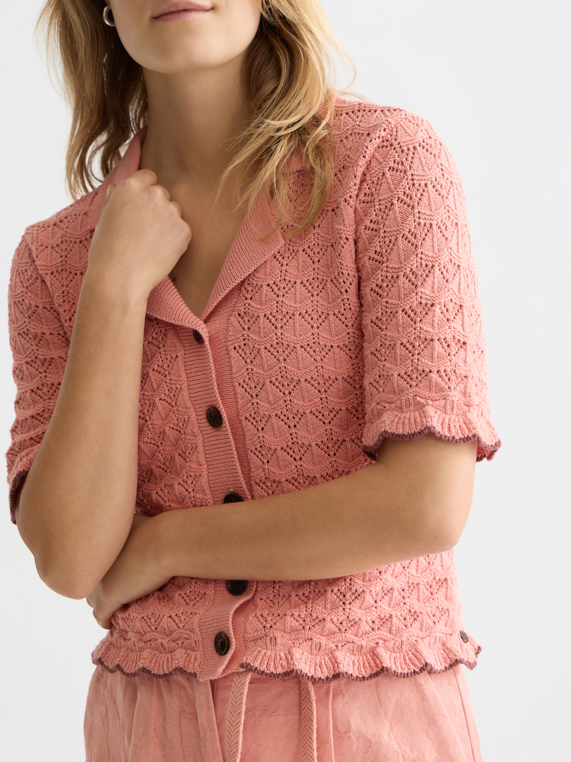 Pointelle short sleeved cardigan - Scotch & Soda AU