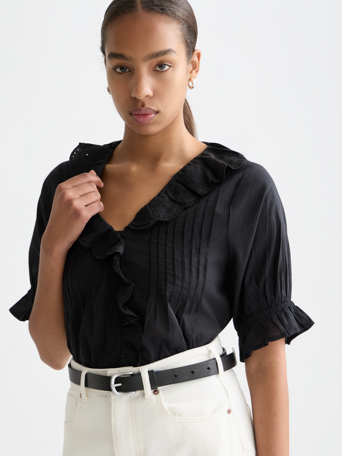 Embroidered short sleeved blouse - Scotch & Soda AU