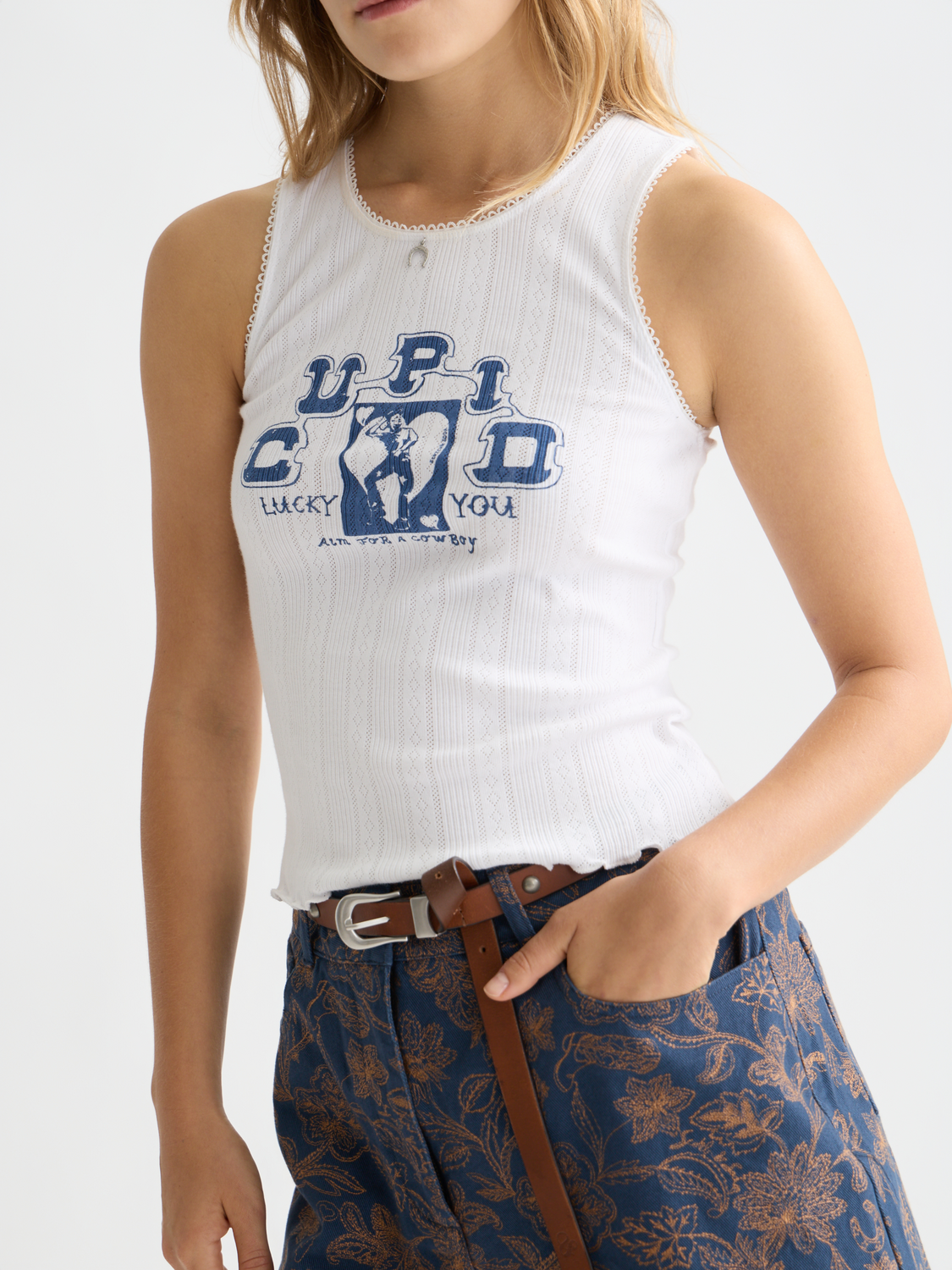 Pointelle artwork tank - Scotch & Soda AU