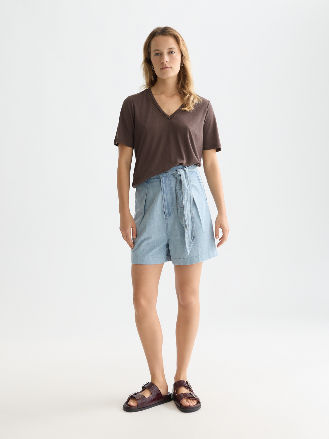 Linen v-neck t-shirt - Scotch & Soda AU
