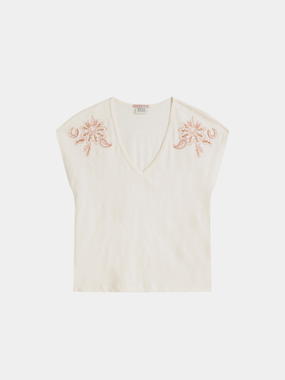 Embroidered v-neck t-shirt - Scotch & Soda AU