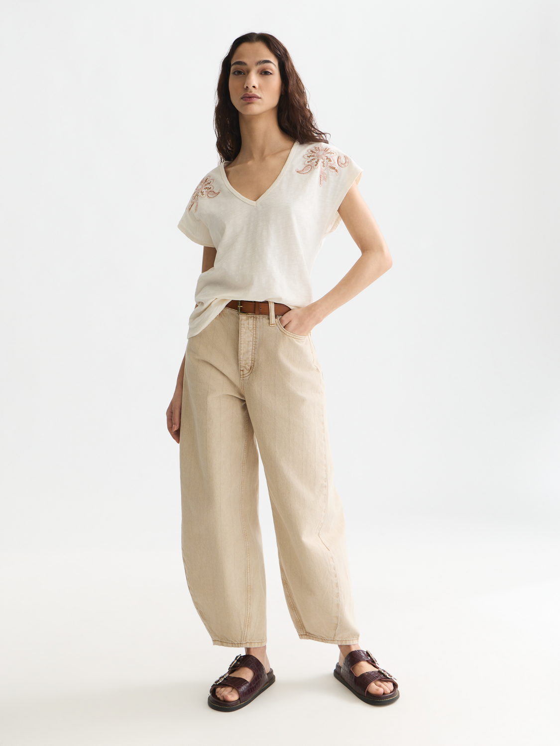 Embroidered v-neck t-shirt - Scotch & Soda AU