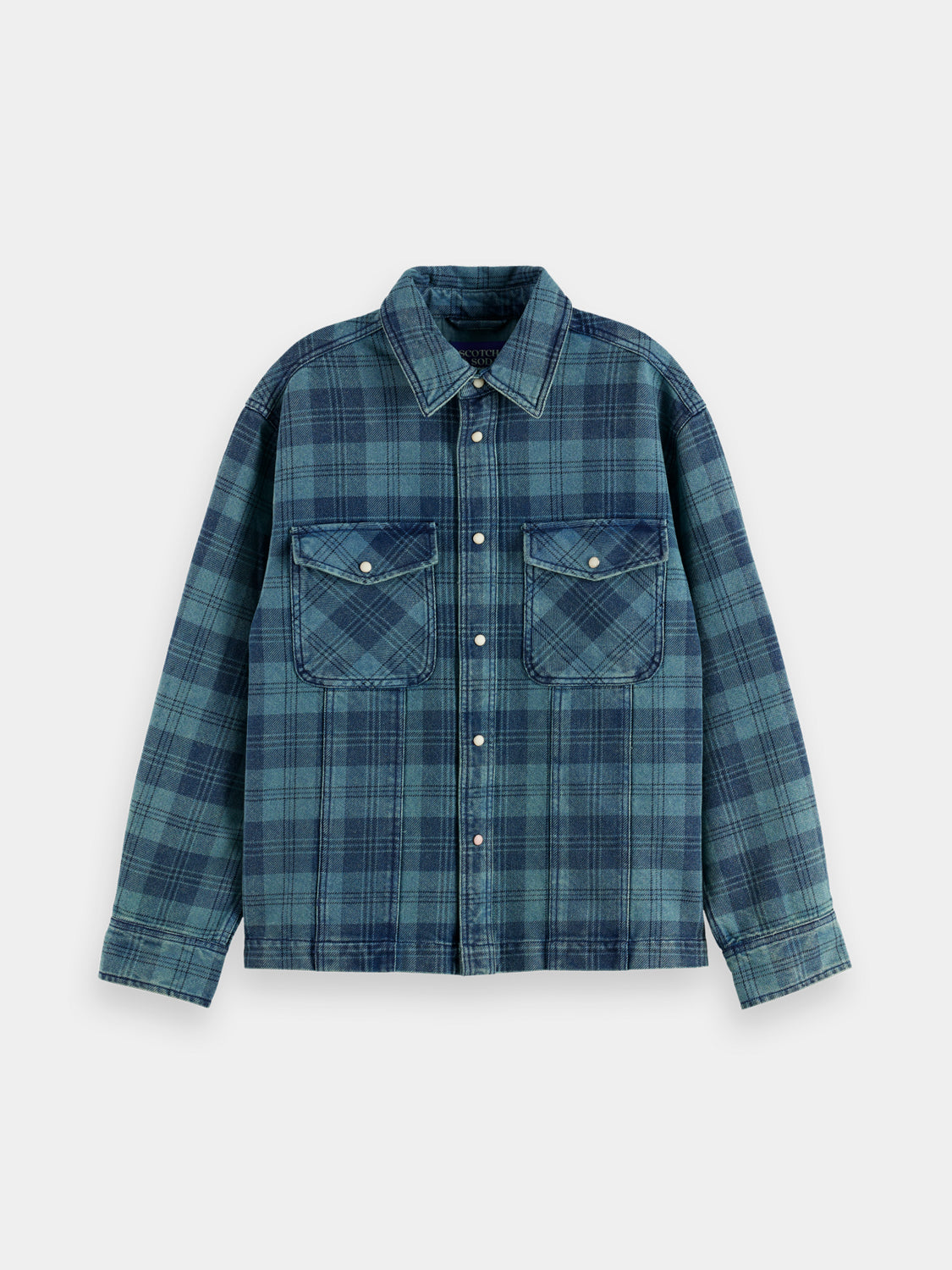 Washed denim checked overshirt - Scotch & Soda AU