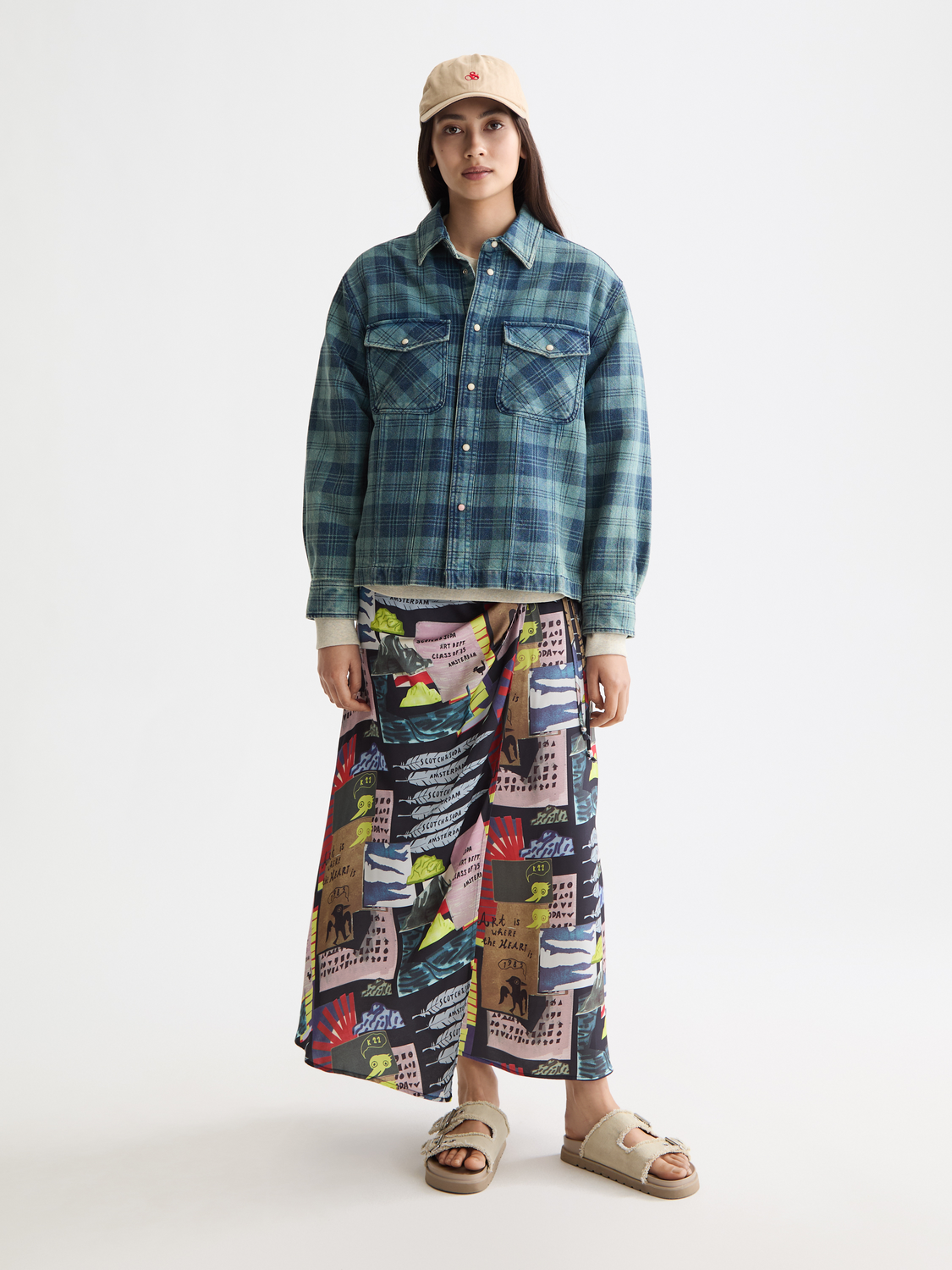 Washed denim checked overshirt - Scotch & Soda AU