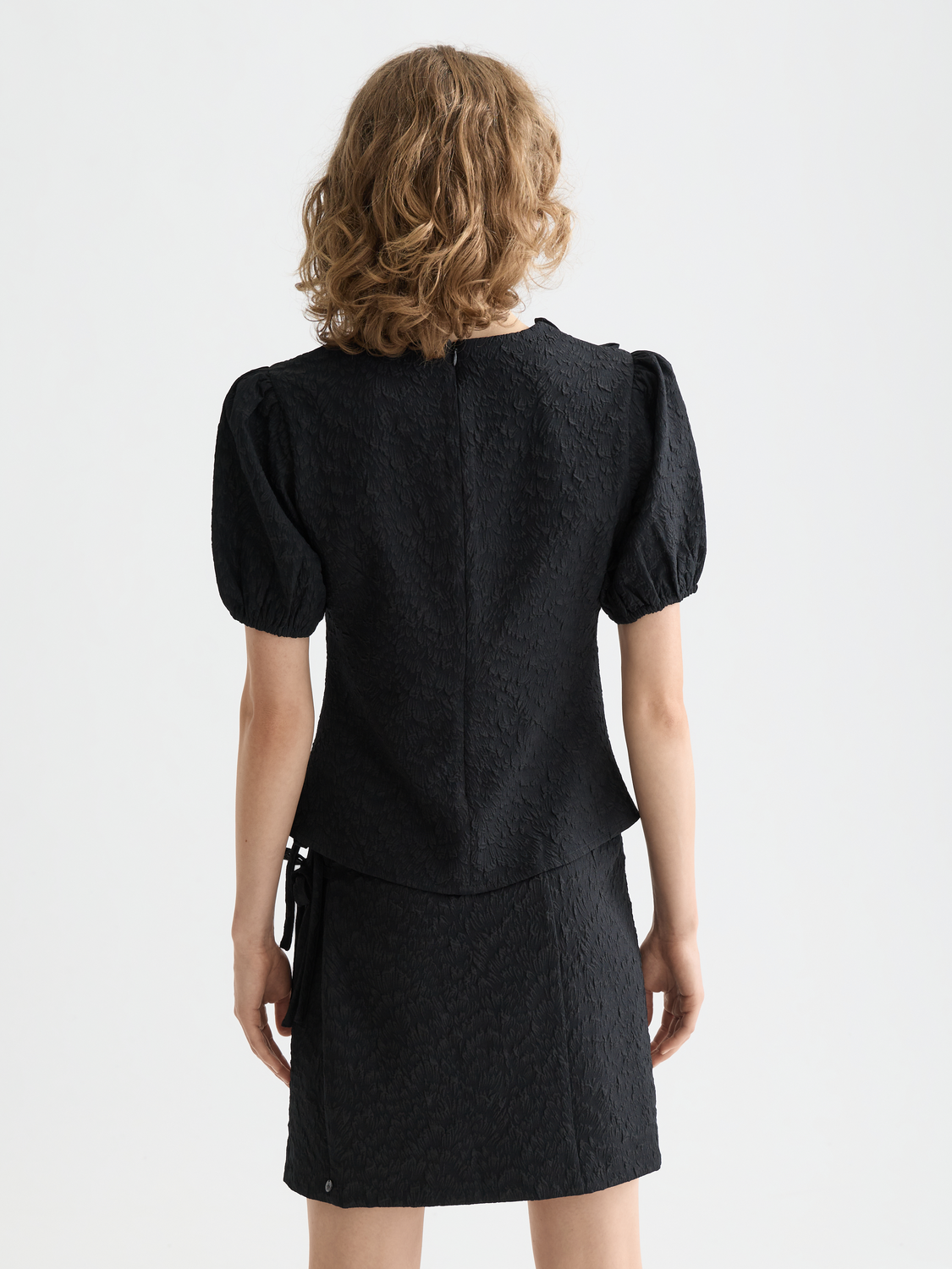 Puff sleeve textured top - Scotch & Soda AU