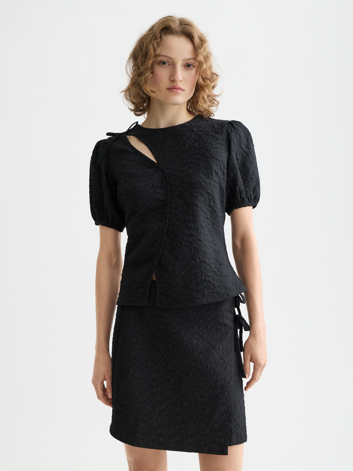 Puff sleeve textured top - Scotch & Soda AU