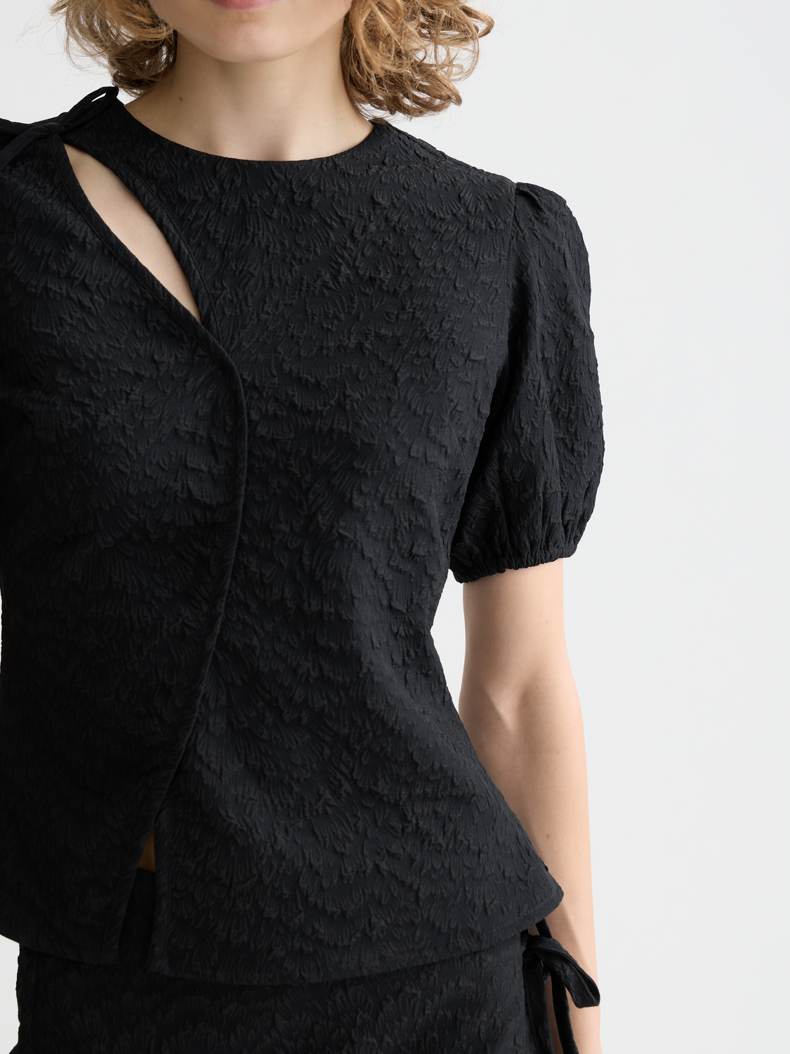 Puff sleeve textured top - Scotch & Soda AU