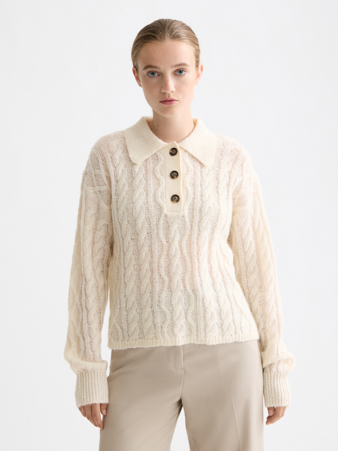 Cable stitch polo pullover - Scotch & Soda AU