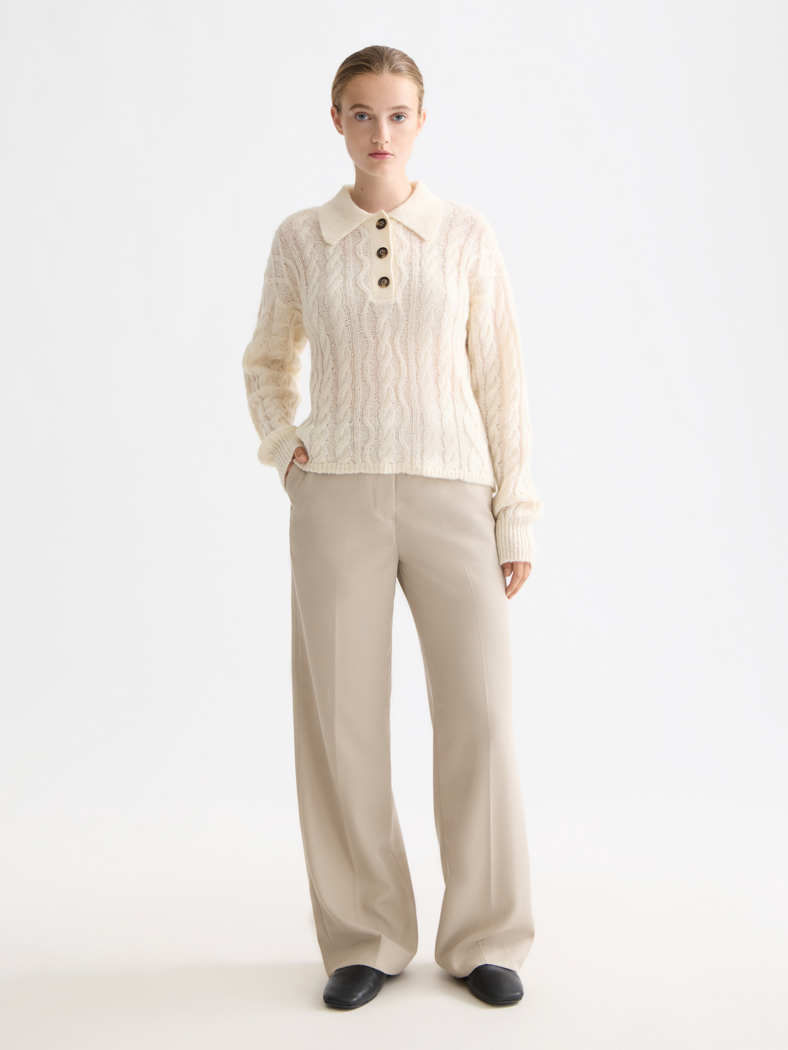 Cable stitch polo pullover - Scotch & Soda AU