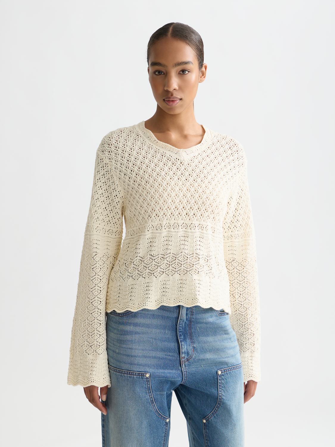 Pointelle v-neck pullover - Scotch & Soda AU