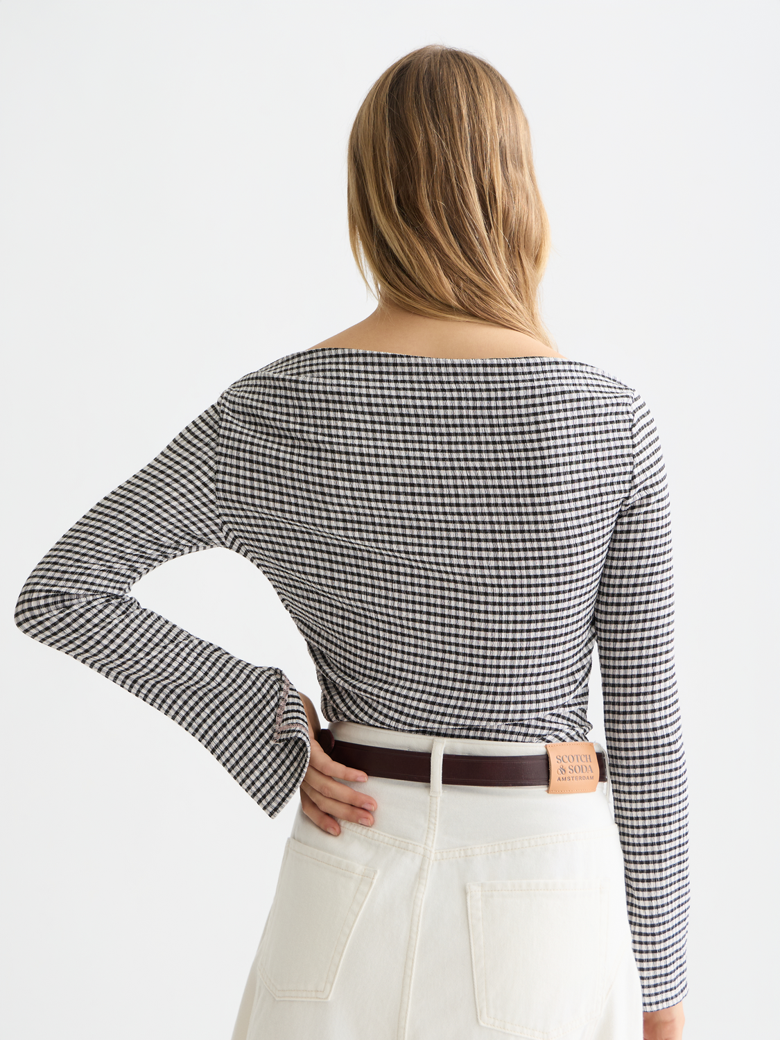 Gingham long sleeved t-shirt - Scotch & Soda AU
