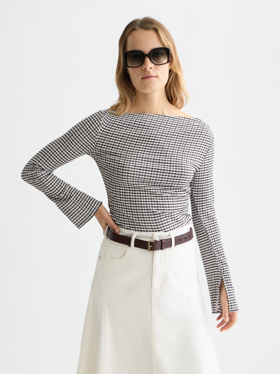 Gingham long sleeved t-shirt - Scotch & Soda AU