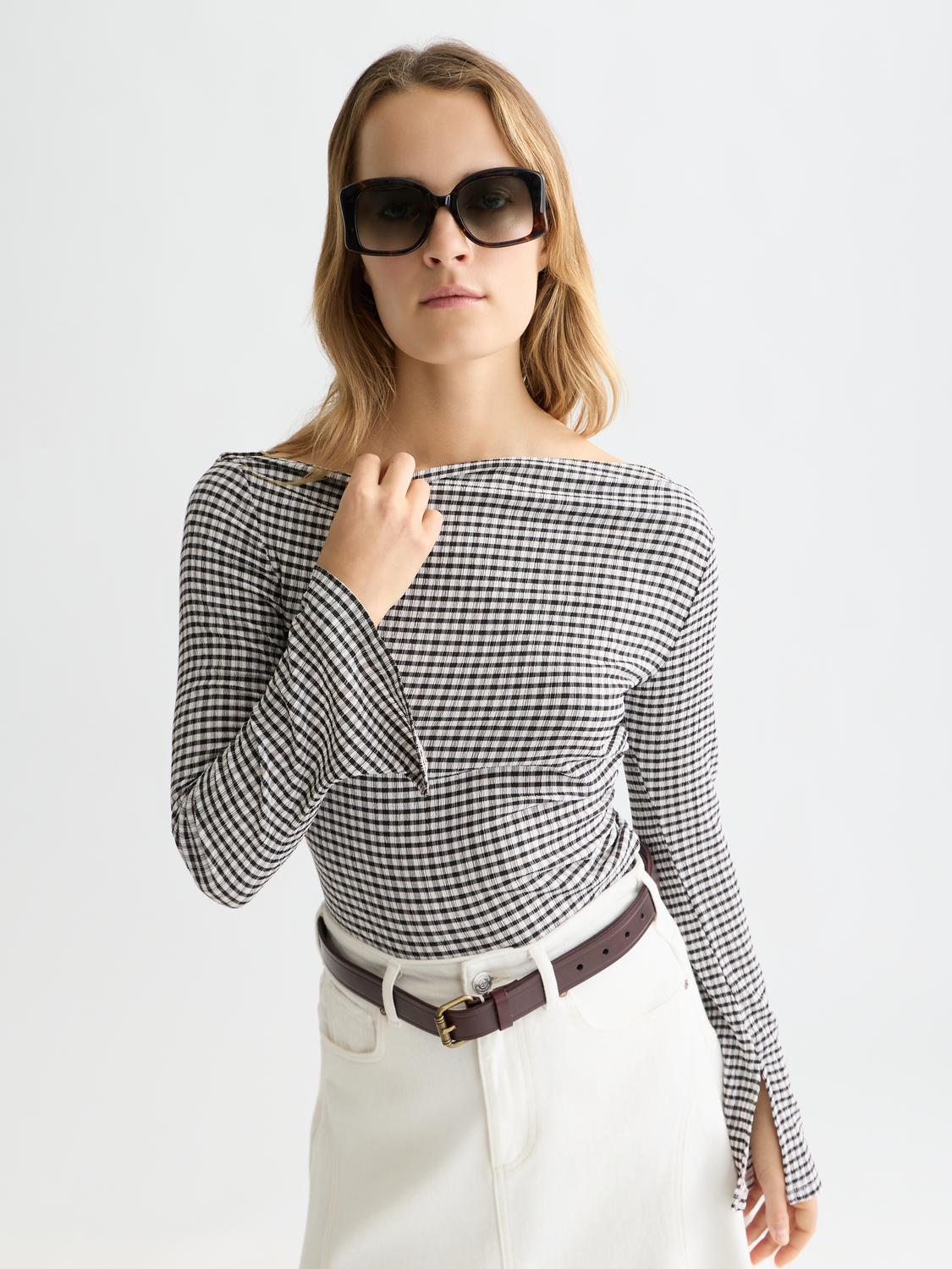 Gingham long sleeved t-shirt - Scotch & Soda AU