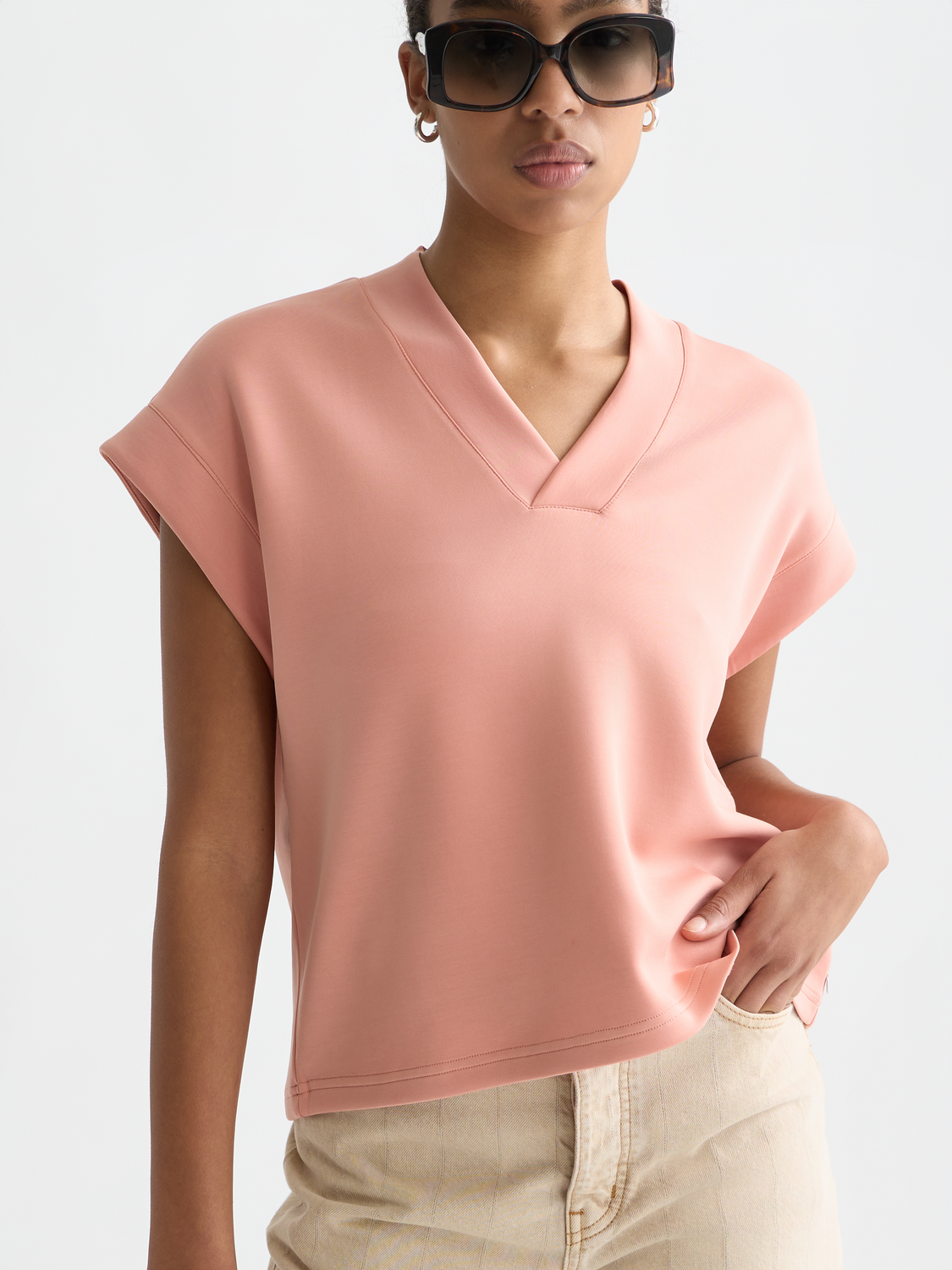 V-neck short sleeved sweatshirt - Scotch & Soda AU