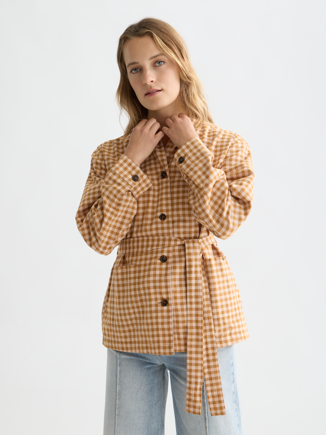 Gingham belted blazer - Scotch & Soda AU