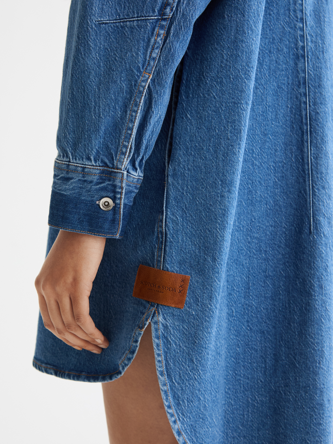 Washed denim mini shirtdress - Scotch & Soda AU