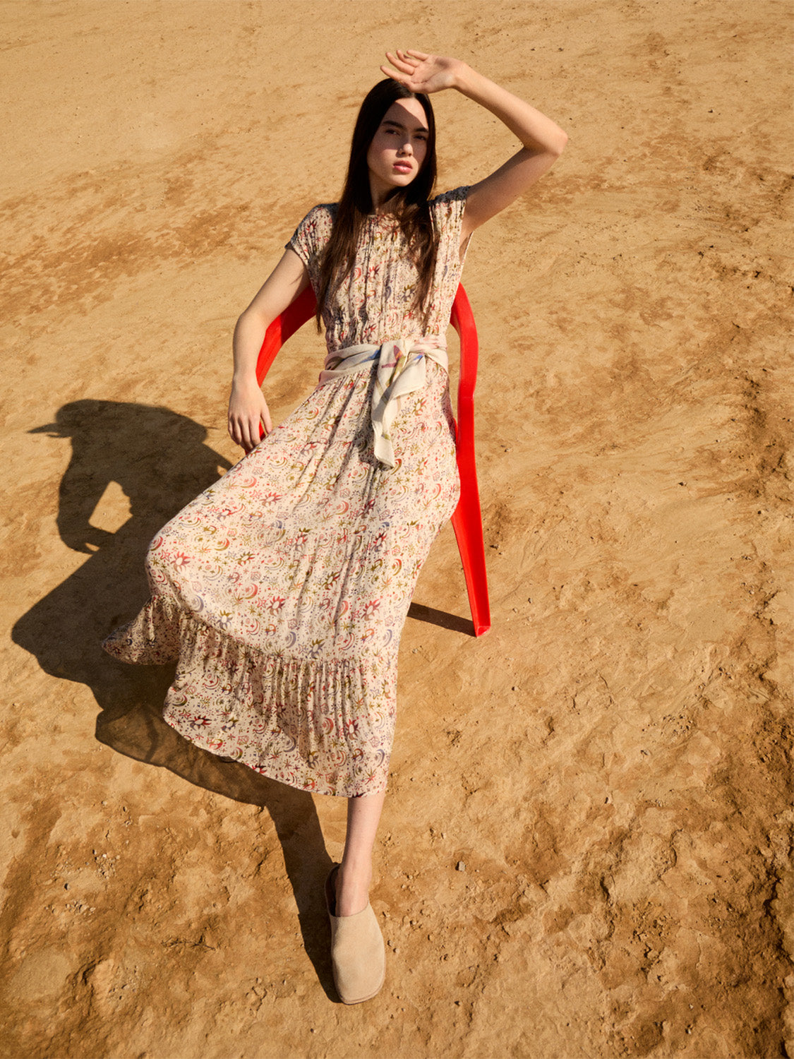Gathered midi dress