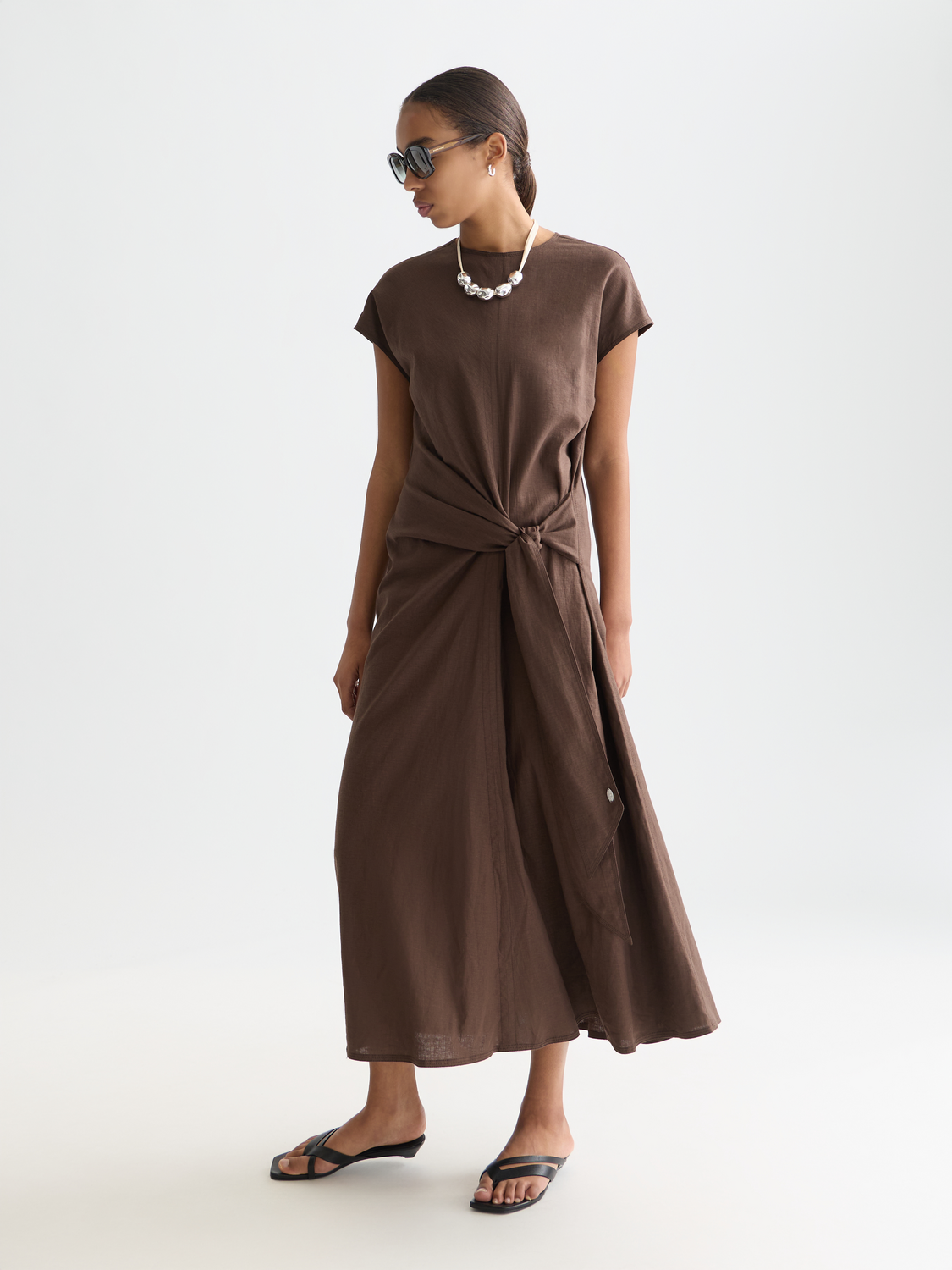 Linen blend tie dress - Scotch & Soda AU