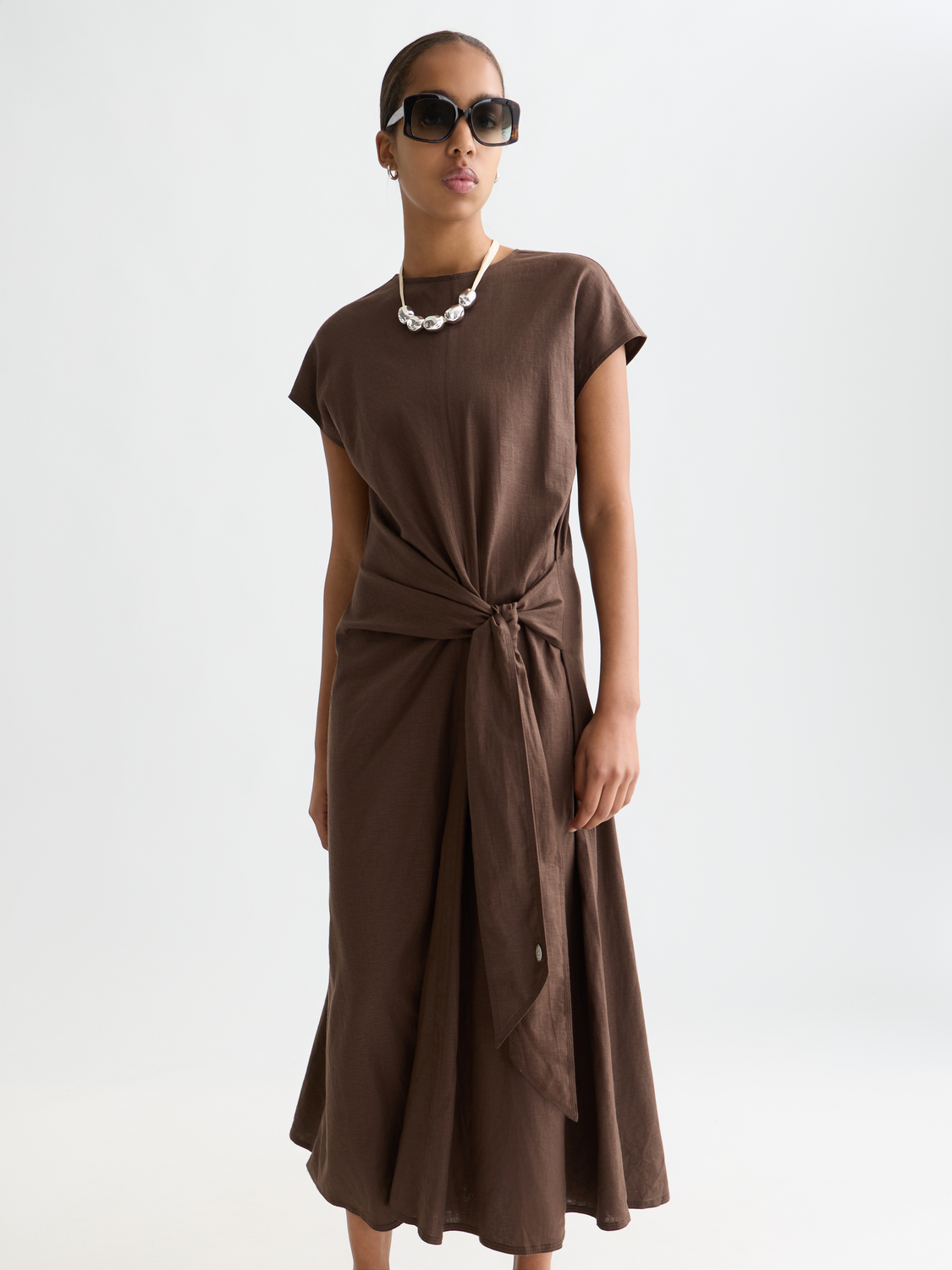 Linen blend tie dress - Scotch & Soda AU