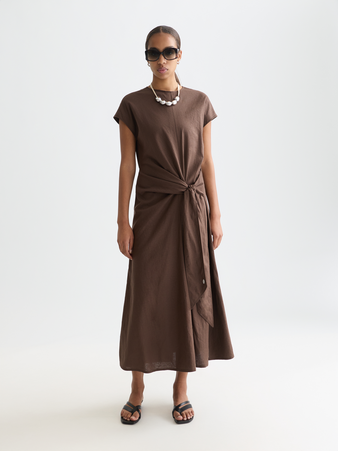 Linen blend tie dress - Scotch & Soda AU