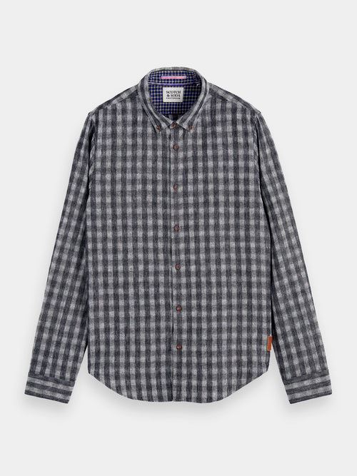 Slim-fit checked linen-blended shirt - Scotch & Soda AU