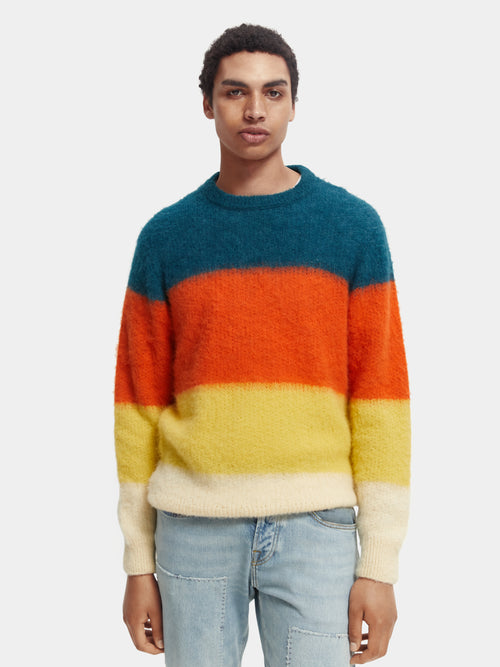 Multi-coloured panelled jacquard sweater - Scotch & Soda AU