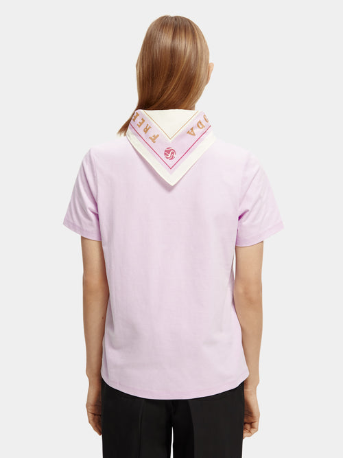 Organic cotton T-shirt with detachable scarf collar - Scotch & Soda AU