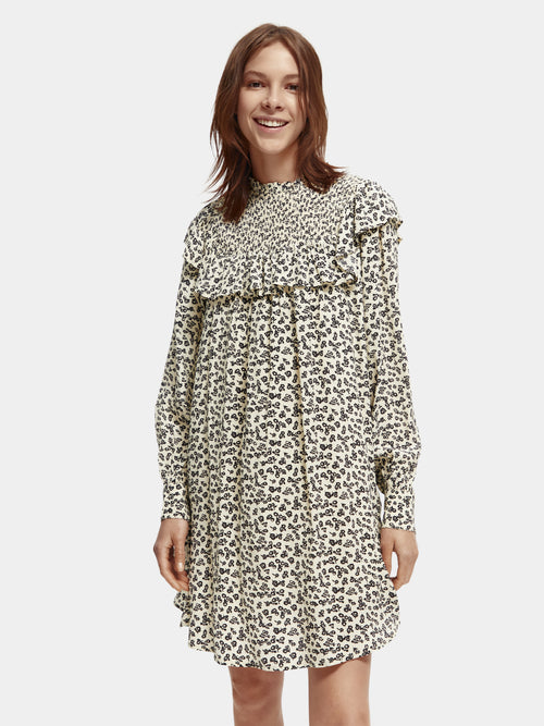 Frilled long sleeved dress with smocked collar - Scotch & Soda AU