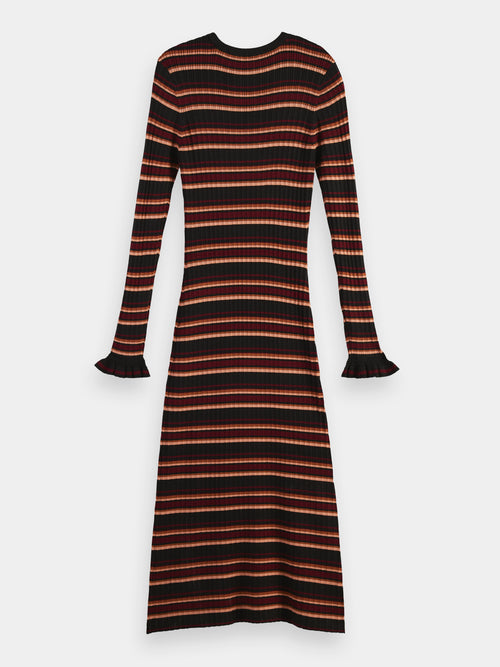 Fitted striped rib knit midi dress - Scotch & Soda AU