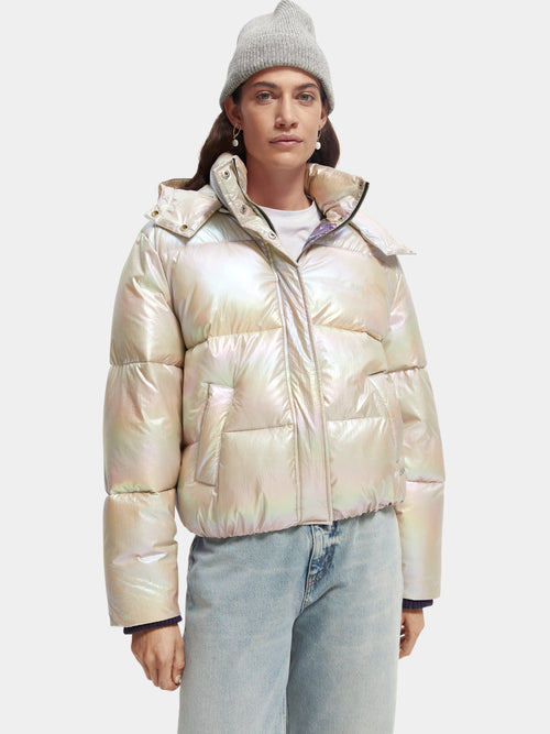 Water-repellent puffer jacket with removable hood - Scotch & Soda AU