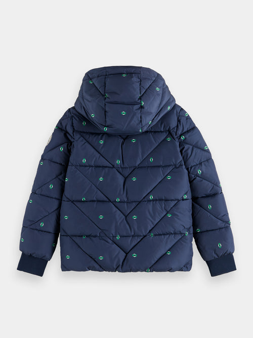 Water repellent puffed jacket with removable hood - Scotch & Soda AU