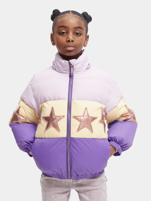 Colour-blocked star puffer jacket - Scotch & Soda AU