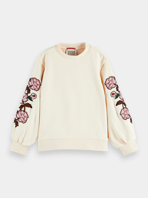 Embroidered voluminous sleeve sweatshirt - Scotch & Soda AU