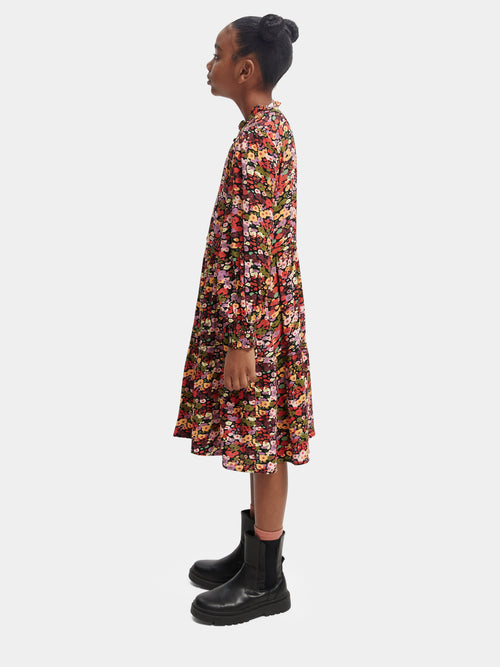 Printed long-sleeve tiered midi-length dress - Scotch & Soda AU