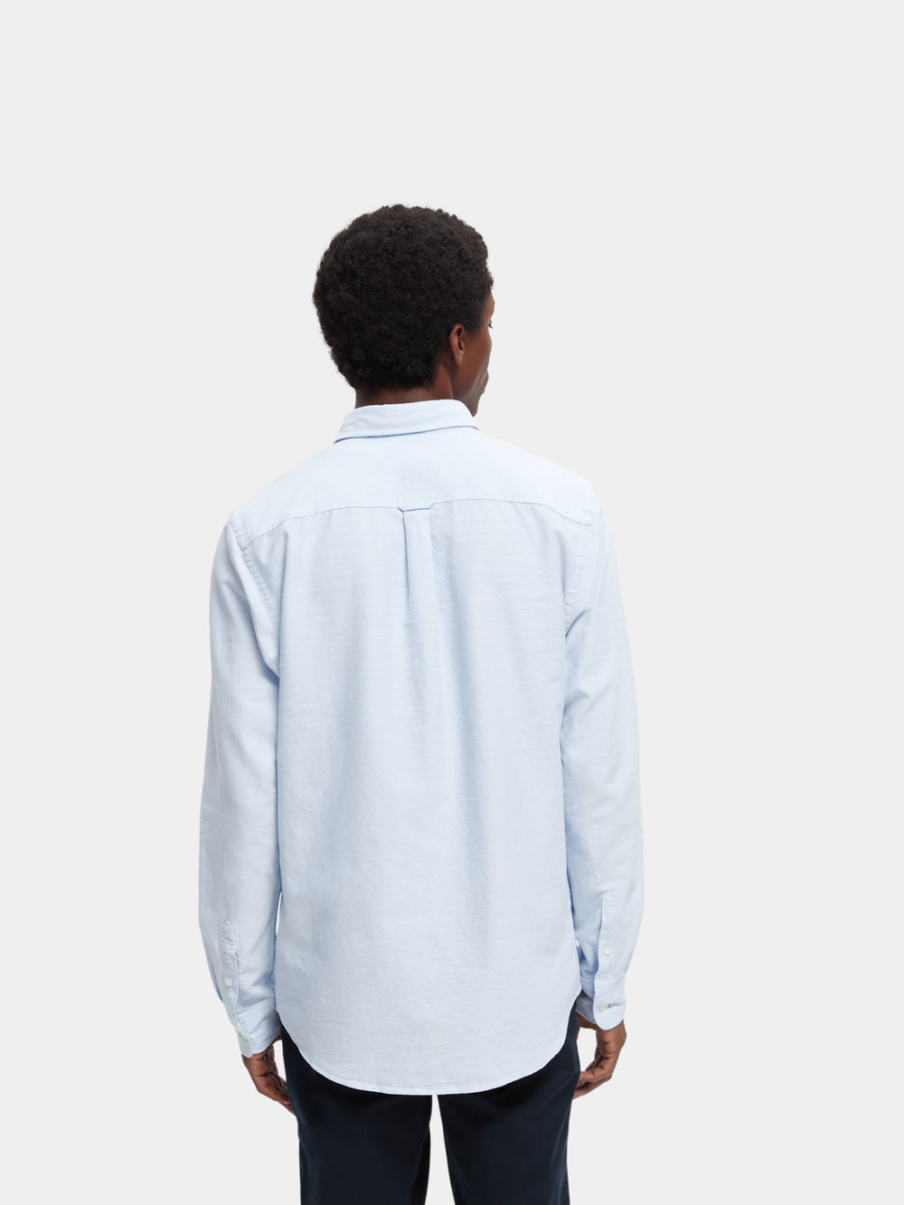 Men's Organic Cotton Long Sleeve Oxford Shirt in Classic Blue Oxford